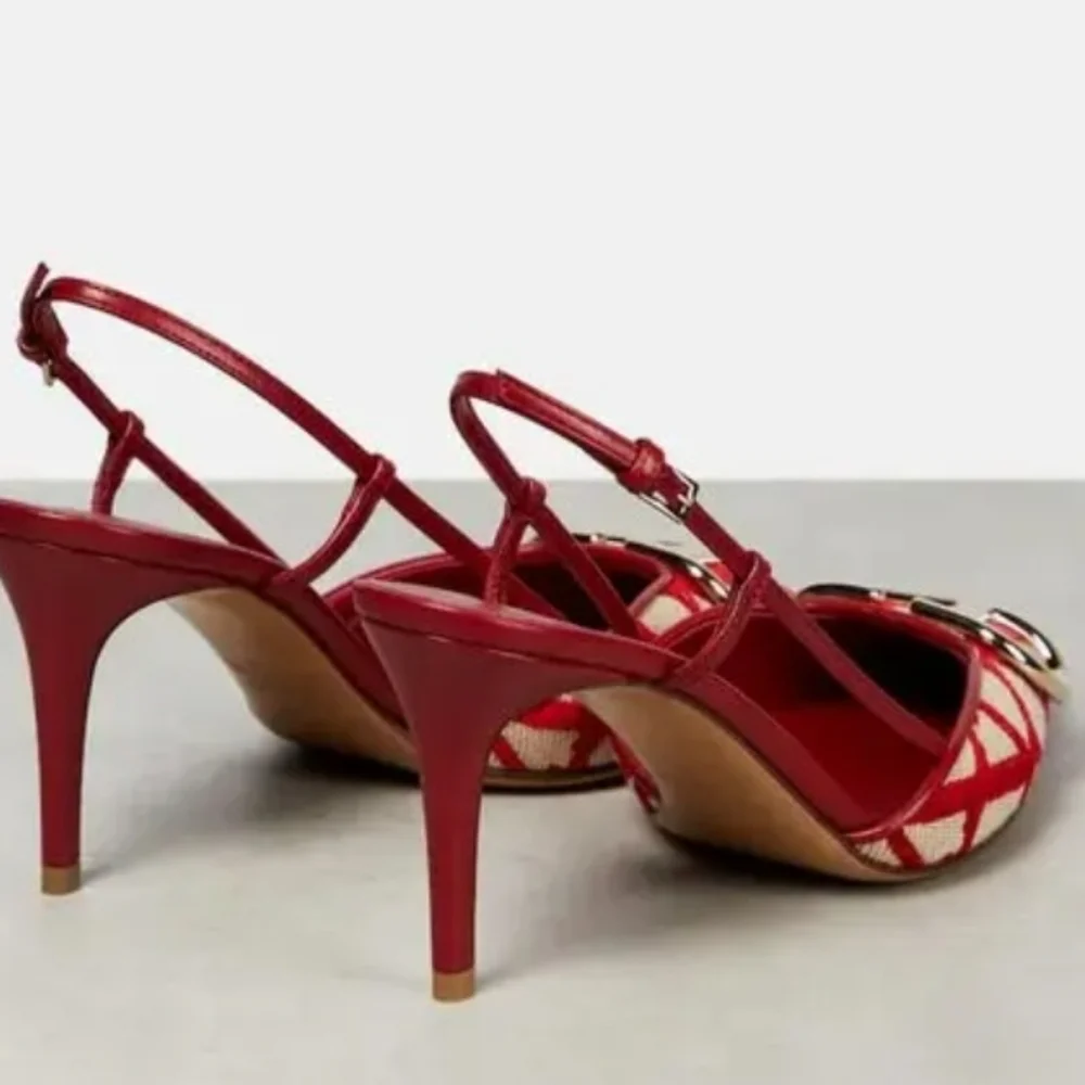 New Valentino Garavani Red and Cream Slingback Heels - Copy
